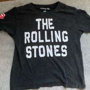 Distressed Black Rolling Stones Tee